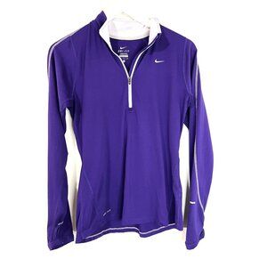 NIKE Purple Dri-Fit Running Long Sleeve 1/4 Zip Pullover Top Size S
